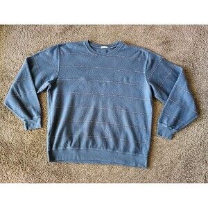 Katin Sweatshirt Mens Large Parks Reverse Fleece Striped Crew Neck Pullover